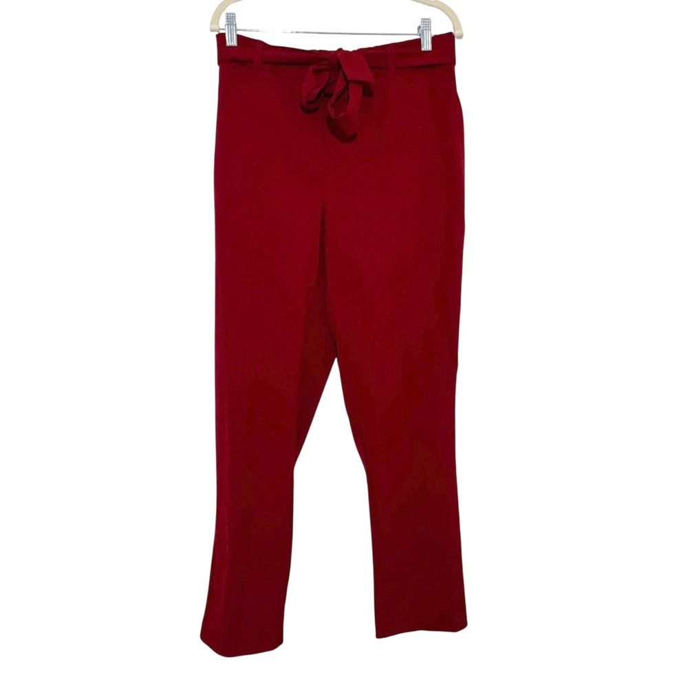 C by One Red High Waisted Tie‎ Waist Straight Leg Dress Pants Medium CHU24675H